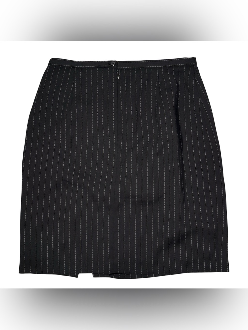 Black Pinstripe Pencil Skirt